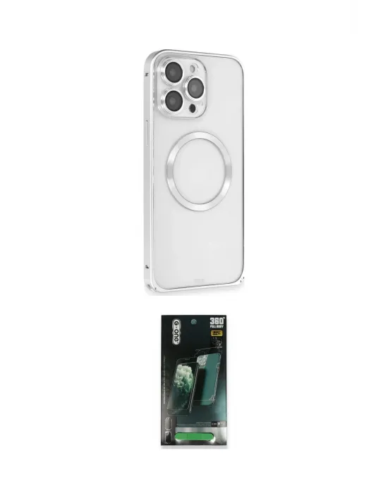 ieg™ iPhone 15 Pro Kılıf Ahenk Işık Serisi - Şeffaf 360 Full Body Arka Koruyucu