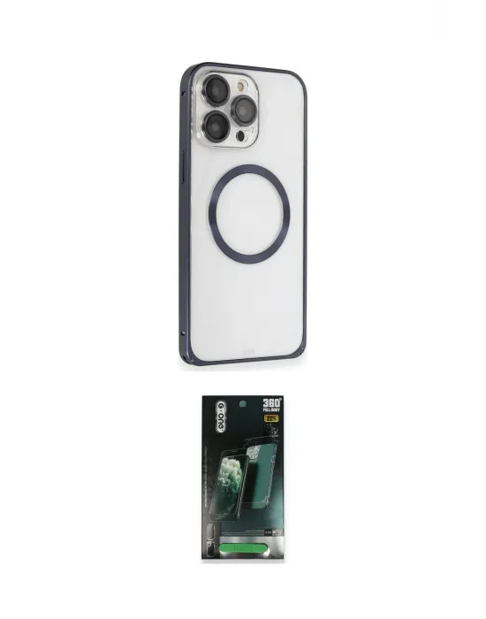 ieg™ iPhone 15 Pro Kılıf Ahenk Işık Serisi - Şeffaf 360 Full Body Arka Koruyucu