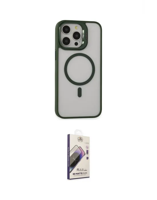 ieg™ iPhone 15 Pro Kılıf Ahenk Klasik Özel Seri - Siyah Bilvis 3D Mat Cam Ekran Koruyucu