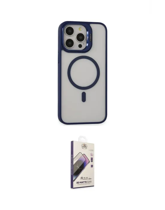 ieg™ iPhone 15 Pro Kılıf Ahenk Klasik Özel Seri - Siyah Bilvis 3D Mat Cam Ekran Koruyucu