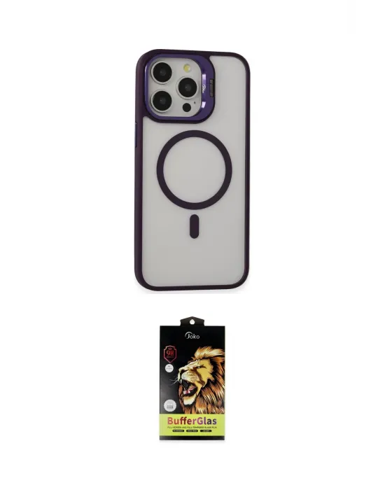 ieg™ iPhone 15 Pro Kılıf Ahenk Klasik Özel Seri - Siyah Buffer Cam Ekran Koruyucu