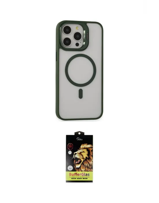 ieg™ iPhone 15 Pro Kılıf Ahenk Klasik Özel Seri - Siyah Buffer Cam Ekran Koruyucu