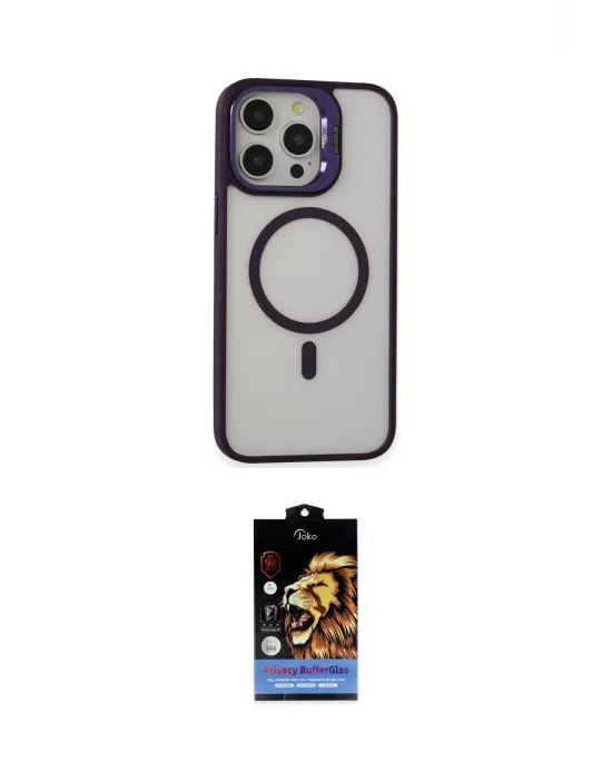ieg™ iPhone 15 Pro Kılıf Ahenk Klasik Özel Seri - Siyah Buffer Hayalet Cam Ekran Koruyucu