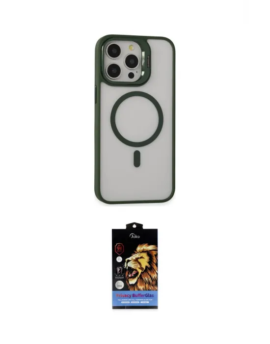 ieg™ iPhone 15 Pro Kılıf Ahenk Klasik Özel Seri - Siyah Buffer Hayalet Cam Ekran Koruyucu