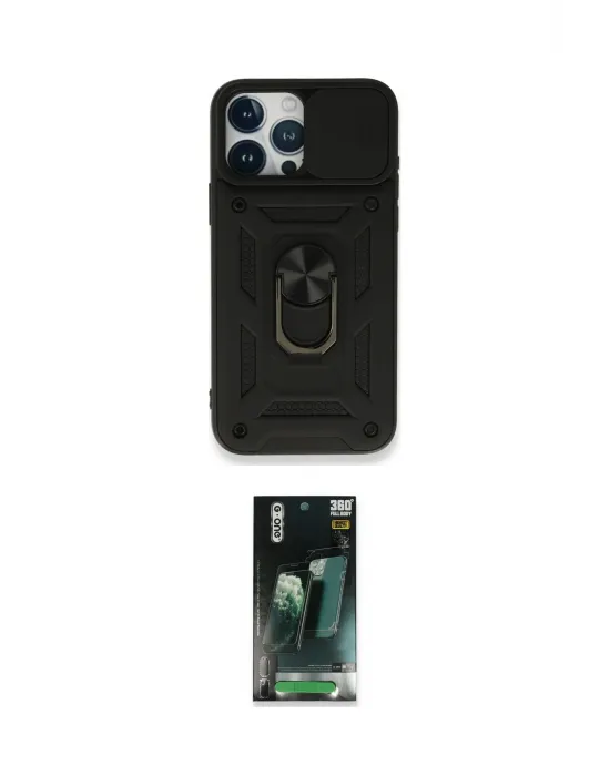 ieg™ iPhone 15 Pro Kılıf Ahenk Klasik - Şeffaf 360 Full Body Arka Koruyucu