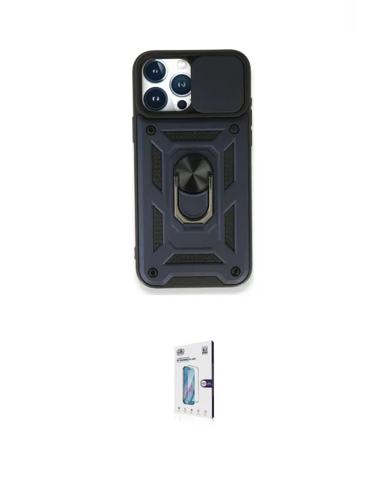 ieg™ iPhone 15 Pro Kılıf Ahenk Klasik - Siyah Bilvis 0.18mm Plus Cam Ekran Koruyucu
