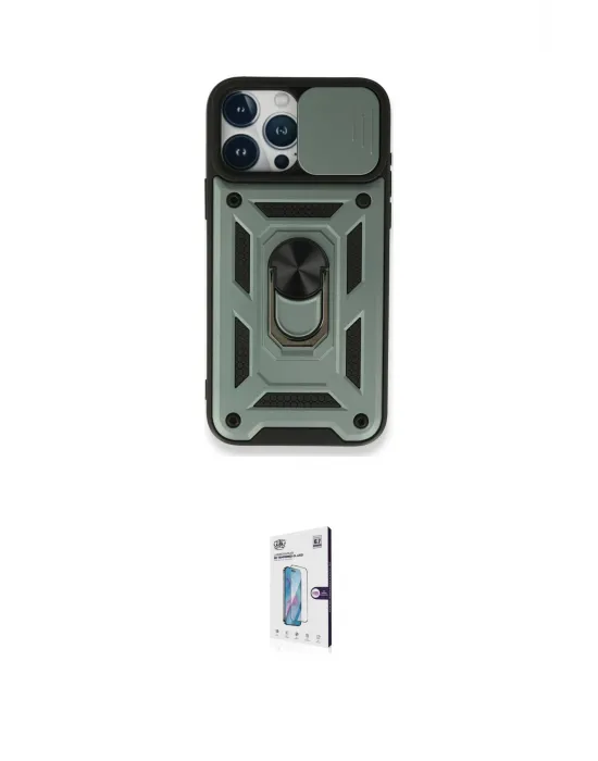 ieg™ iPhone 15 Pro Kılıf Ahenk Klasik - Siyah Bilvis 0.18mm Plus Cam Ekran Koruyucu