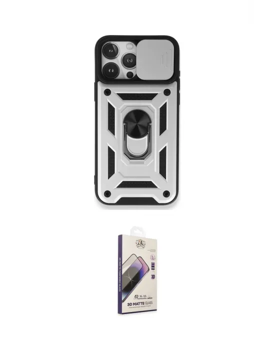 ieg™ iPhone 15 Pro Kılıf Ahenk Klasik - Siyah Bilvis 3D Mat Cam Ekran Koruyucu
