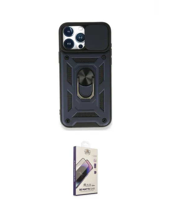ieg™ iPhone 15 Pro Kılıf Ahenk Klasik - Siyah Bilvis 3D Mat Cam Ekran Koruyucu