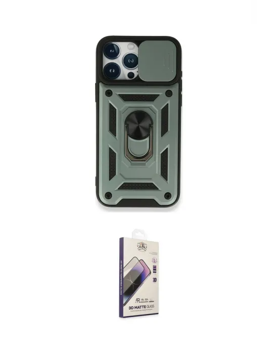 ieg™ iPhone 15 Pro Kılıf Ahenk Klasik - Siyah Bilvis 3D Mat Cam Ekran Koruyucu