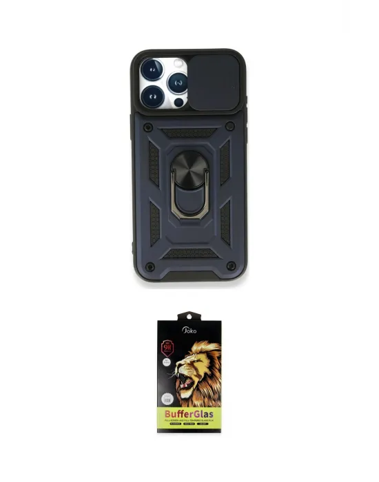 ieg™ iPhone 15 Pro Kılıf Ahenk Klasik - Siyah Buffer Cam Ekran Koruyucu