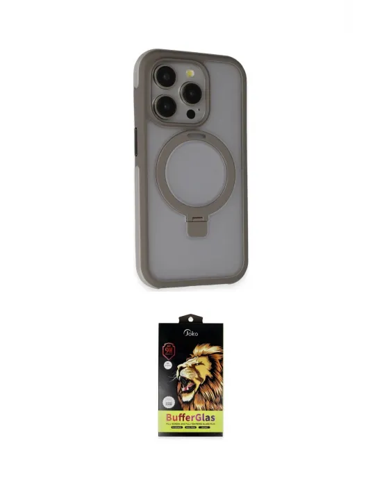 ieg™ iPhone 15 Pro Kılıf Ahenk Yansıma Özel Seri - Siyah Buffer Cam Ekran Koruyucu