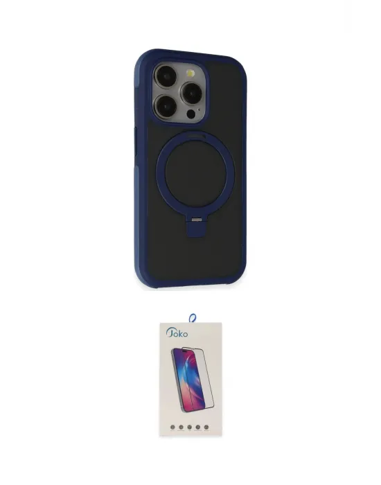 ieg™ iPhone 15 Pro Kılıf Ahenk Yansıma Özel Seri - Siyah Joko 5D Cam