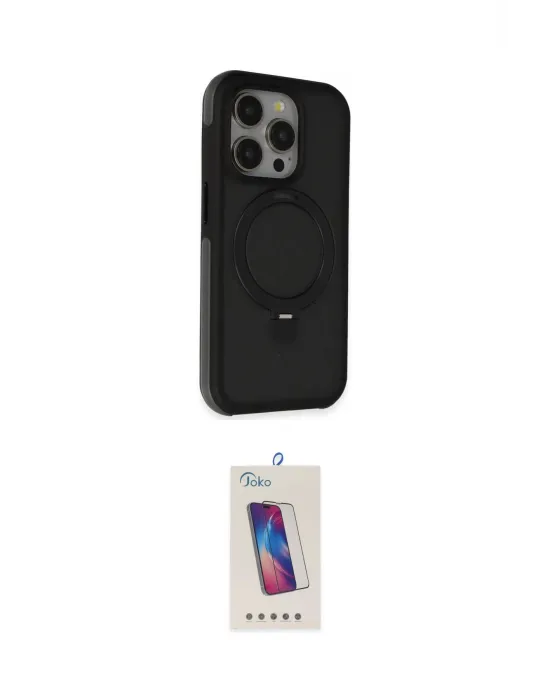 ieg™ iPhone 15 Pro Kılıf Ahenk Yansıma Özel Seri - Siyah Joko 5D Cam