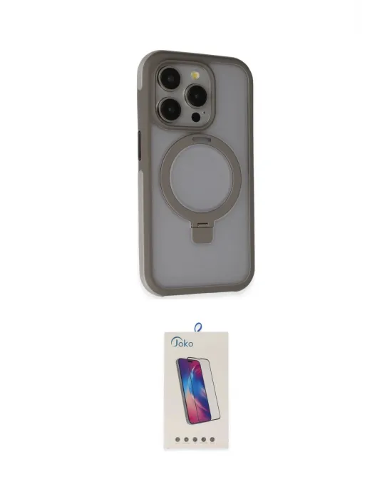 ieg™ iPhone 15 Pro Kılıf Ahenk Yansıma Özel Seri - Siyah Joko 5D Cam
