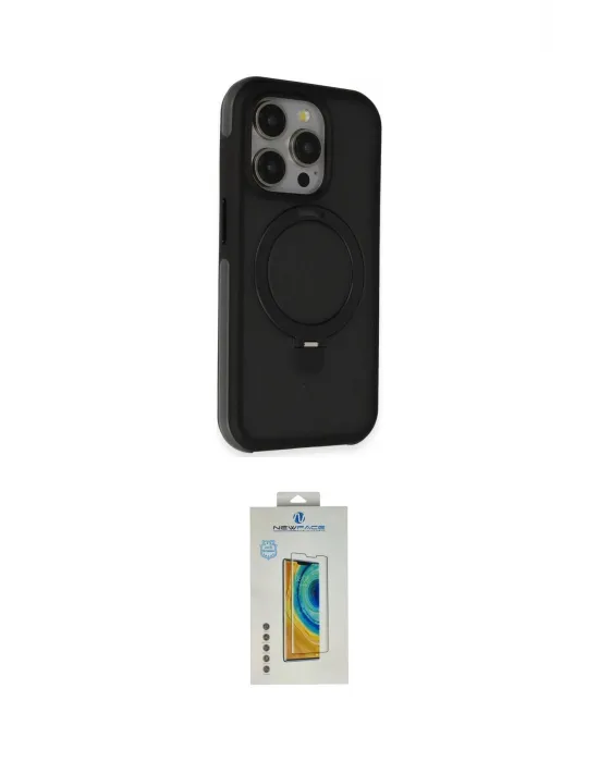 ieg™ iPhone 15 Pro Kılıf Ahenk Yansıma Özel Seri - Siyah Polymer Nano Ekran Koruyucu