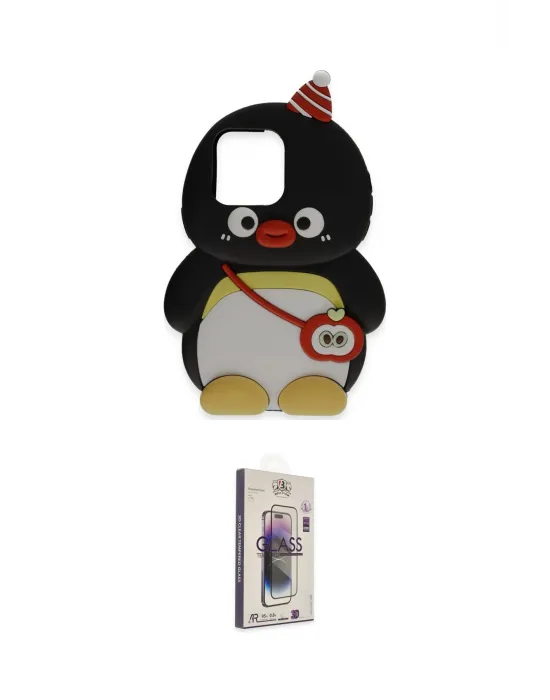 ieg™ iPhone 15 Pro Kılıf Akış Yansıma - Siyah Bilvis 3D Cam Ekran Koruyucu
