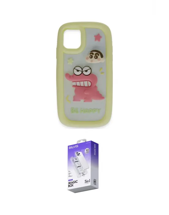 ieg™ iPhone 15 Pro Kılıf Akış Yansıma - Siyah Bilvis 5in1 3D Magic Cam Ekran Koruyucu