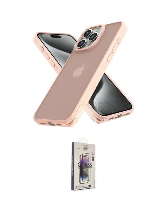 ieg™ iPhone 15 Pro Kılıf Atlas Form - Siyah Bilvis 3D Cam Ekran Koruyucu