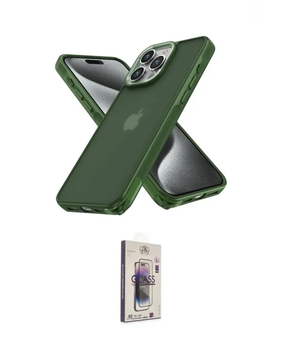 ieg™ iPhone 15 Pro Kılıf Atlas Form - Siyah Bilvis 3D Cam Ekran Koruyucu