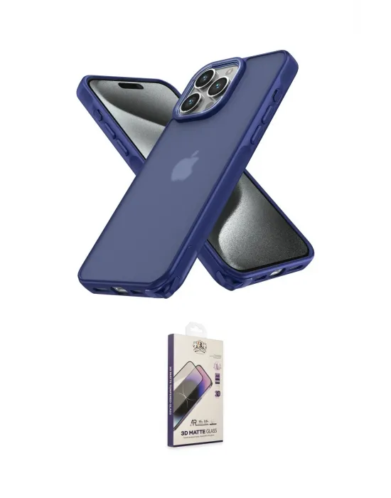 ieg™ iPhone 15 Pro Kılıf Atlas Form - Siyah Bilvis 3D Mat Cam Ekran Koruyucu