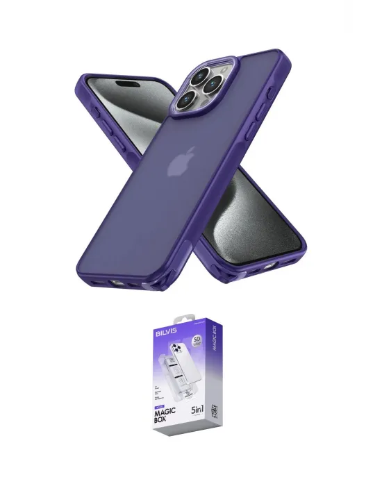 ieg™ iPhone 15 Pro Kılıf Atlas Form - Siyah Bilvis 5in1 3D Magic Cam Ekran Koruyucu