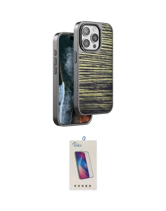 ieg™ iPhone 15 Pro Kılıf Atlas Minimal Özel Seri - Siyah Joko 5D Cam