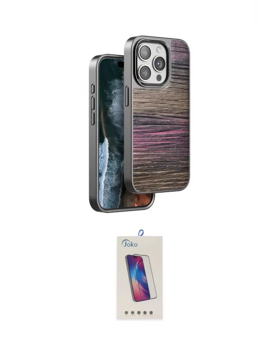 ieg™ iPhone 15 Pro Kılıf Atlas Minimal Özel Seri - Siyah Joko 5D Cam