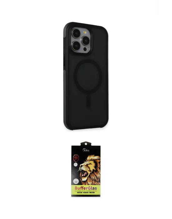 ieg™ iPhone 15 Pro Kılıf Çekirdek Yansıma Prime - Siyah Buffer Cam Ekran Koruyucu