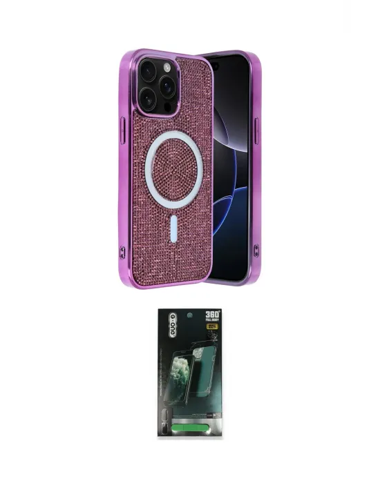 ieg™ iPhone 15 Pro Kılıf Eksen Çizgi - Şeffaf 360 Full Body Arka Koruyucu