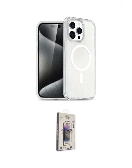 ieg™ iPhone 15 Pro Kılıf Eksen Doku Koleksiyonu - Siyah Bilvis 3D Cam Ekran Koruyucu