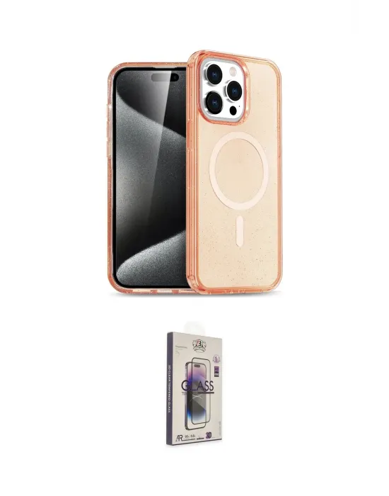 ieg™ iPhone 15 Pro Kılıf Eksen Doku Koleksiyonu - Siyah Bilvis 3D Cam Ekran Koruyucu
