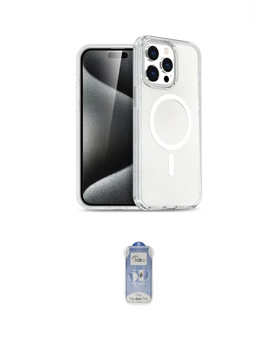 ieg™ iPhone 15 Pro Kılıf Eksen Doku Koleksiyonu - Siyah Joko Magic 5D Cam