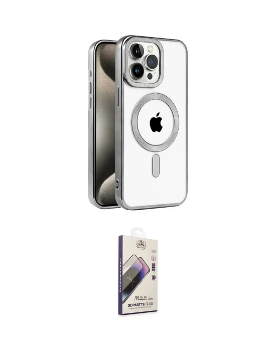 ieg™ iPhone 15 Pro Kılıf Eksen Form Koleksiyonu - Siyah Bilvis 3D Mat Cam Ekran Koruyucu