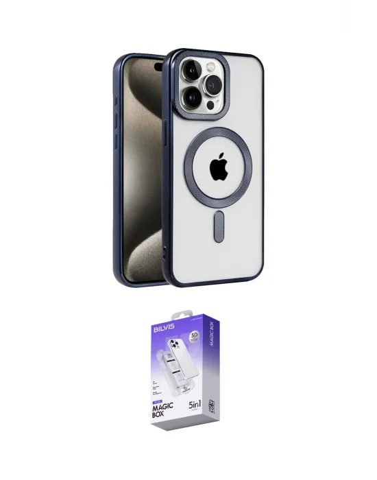 ieg™ iPhone 15 Pro Kılıf Eksen Form Koleksiyonu - Siyah Bilvis 5in1 3D Magic Cam Ekran Koruyucu