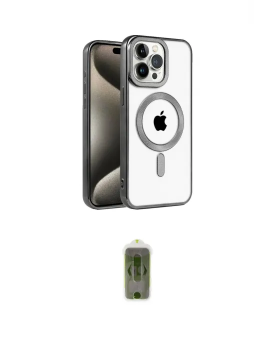 ieg™ iPhone 15 Pro Kılıf Eksen Form Koleksiyonu - Siyah Joko Magic 5D Hayalet Cam