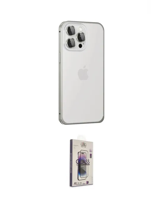 ieg™ iPhone 15 Pro Kılıf Eksen Form Serisi - Siyah Bilvis 3D Cam Ekran Koruyucu