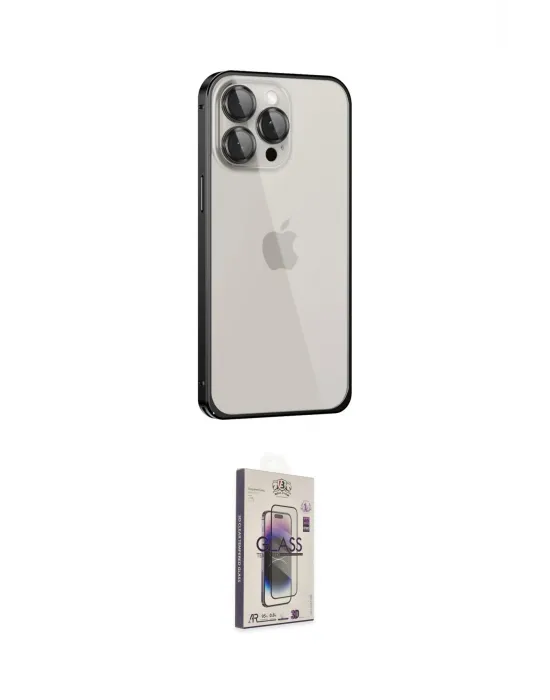 ieg™ iPhone 15 Pro Kılıf Eksen Form Serisi - Siyah Bilvis 3D Cam Ekran Koruyucu