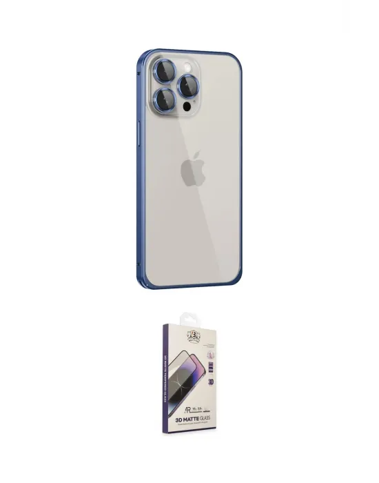 ieg™ iPhone 15 Pro Kılıf Eksen Form Serisi - Siyah Bilvis 3D Mat Cam Ekran Koruyucu