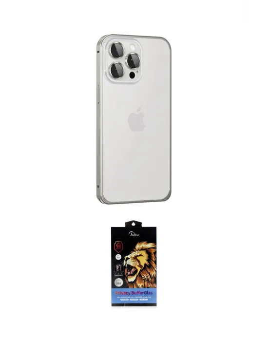 ieg™ iPhone 15 Pro Kılıf Eksen Form Serisi - Siyah Buffer Hayalet Cam Ekran Koruyucu