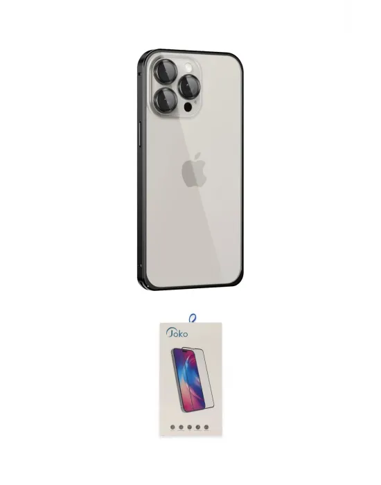 ieg™ iPhone 15 Pro Kılıf Eksen Form Serisi - Siyah Joko 5D Cam