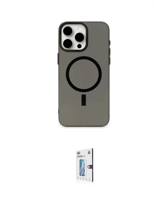 ieg™ iPhone 15 Pro Kılıf Eksen Işık Prime - Siyah Bilvis 0.18mm Plus Cam Ekran Koruyucu