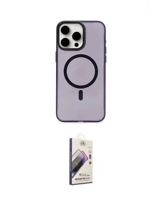 ieg™ iPhone 15 Pro Kılıf Eksen Işık Prime - Siyah Bilvis 3D Mat Cam Ekran Koruyucu