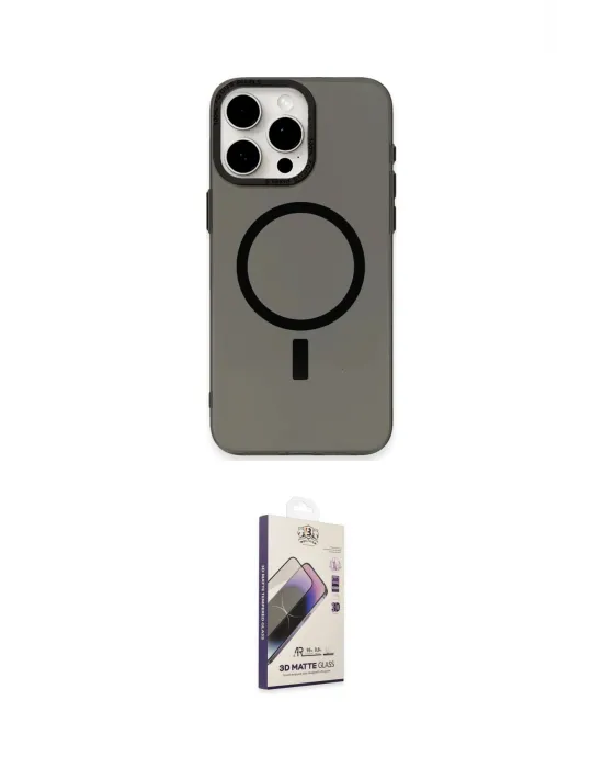 ieg™ iPhone 15 Pro Kılıf Eksen Işık Prime - Siyah Bilvis 3D Mat Cam Ekran Koruyucu