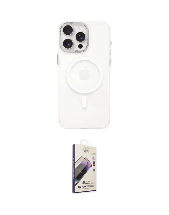 ieg™ iPhone 15 Pro Kılıf Eksen Işık Prime - Siyah Bilvis 3D Mat Cam Ekran Koruyucu