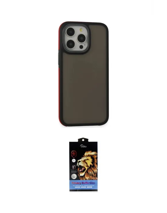 ieg™ iPhone 15 Pro Kılıf Eksen Işık - Siyah Buffer Hayalet Cam Ekran Koruyucu