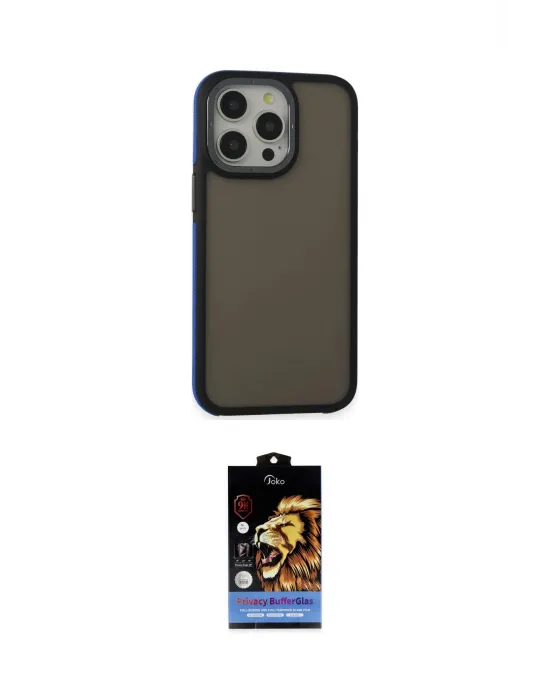 ieg™ iPhone 15 Pro Kılıf Eksen Işık - Siyah Buffer Hayalet Cam Ekran Koruyucu