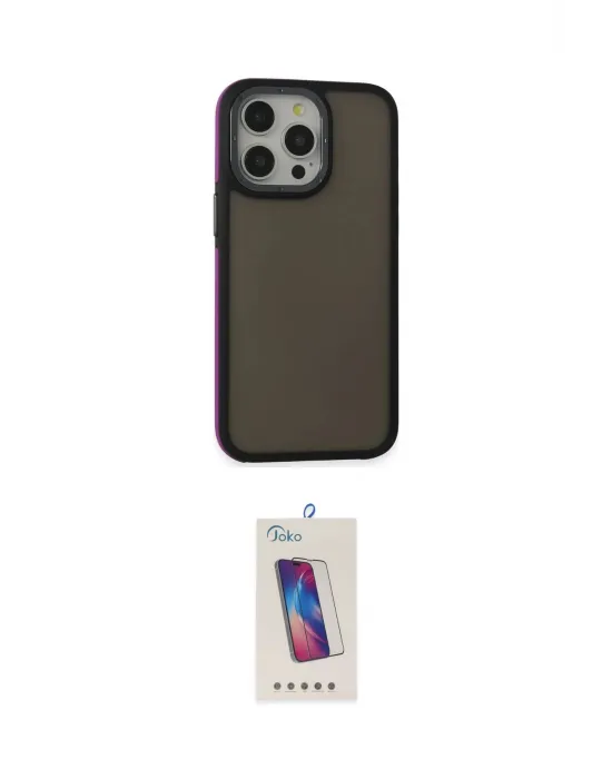ieg™ iPhone 15 Pro Kılıf Eksen Işık - Siyah Joko 5D Cam