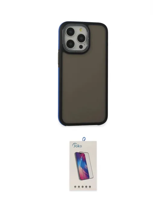 ieg™ iPhone 15 Pro Kılıf Eksen Işık - Siyah Joko 5D Cam