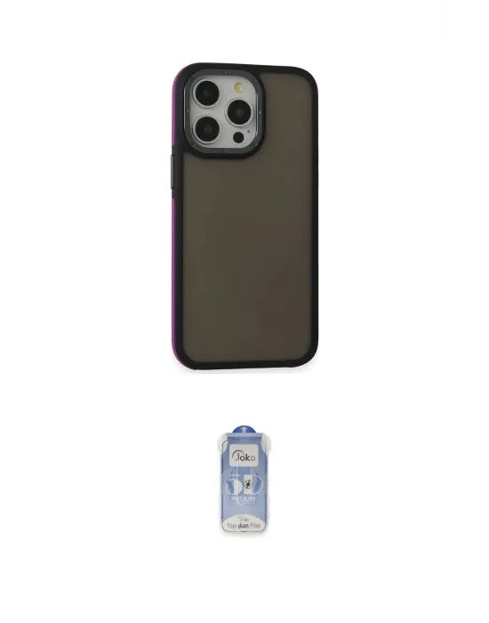 ieg™ iPhone 15 Pro Kılıf Eksen Işık - Siyah Joko Magic 5D Cam